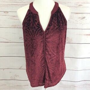 41 Hawthorn Maroon Velvet Floral Tank Top